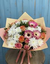 Букет цветов из:  Розы, Герберы и Хризантемы в Губарево