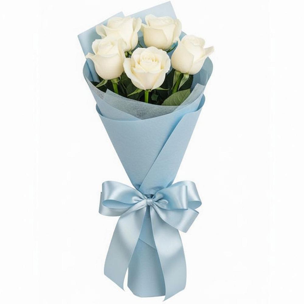 Букет 5 Белых роз Проуд в Губарево