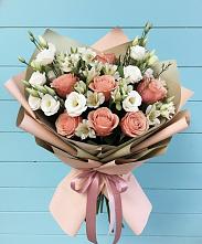 Букет цветов из:  Розы, Альстромерии и Лизиантусы в Губарево