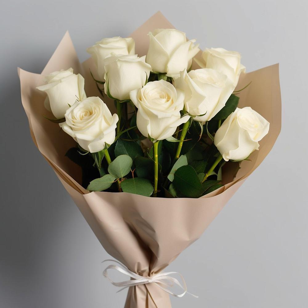 Букет 9 Белых роз Эдлесс Лав в Губарево