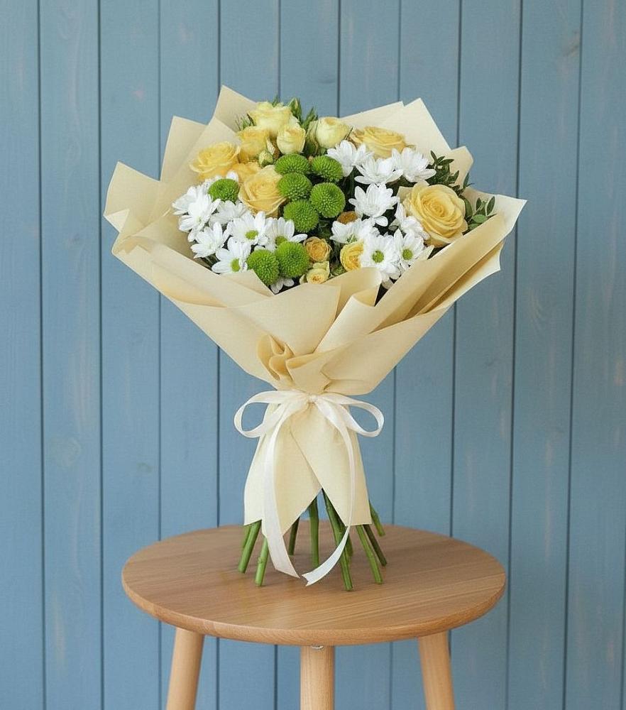 Букет цветов из: Хризантемы и Розы в Губарево