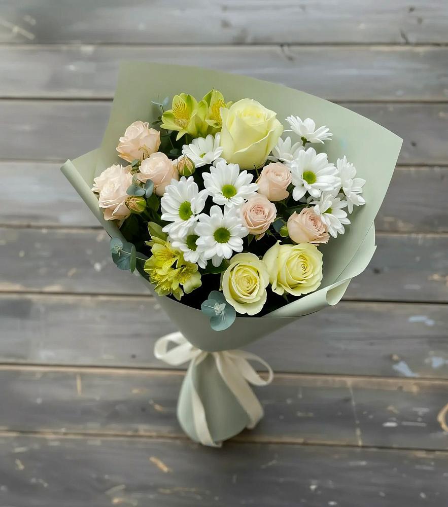Букет цветов из: Альстромерии, Розы и Хризантемы в Губарево