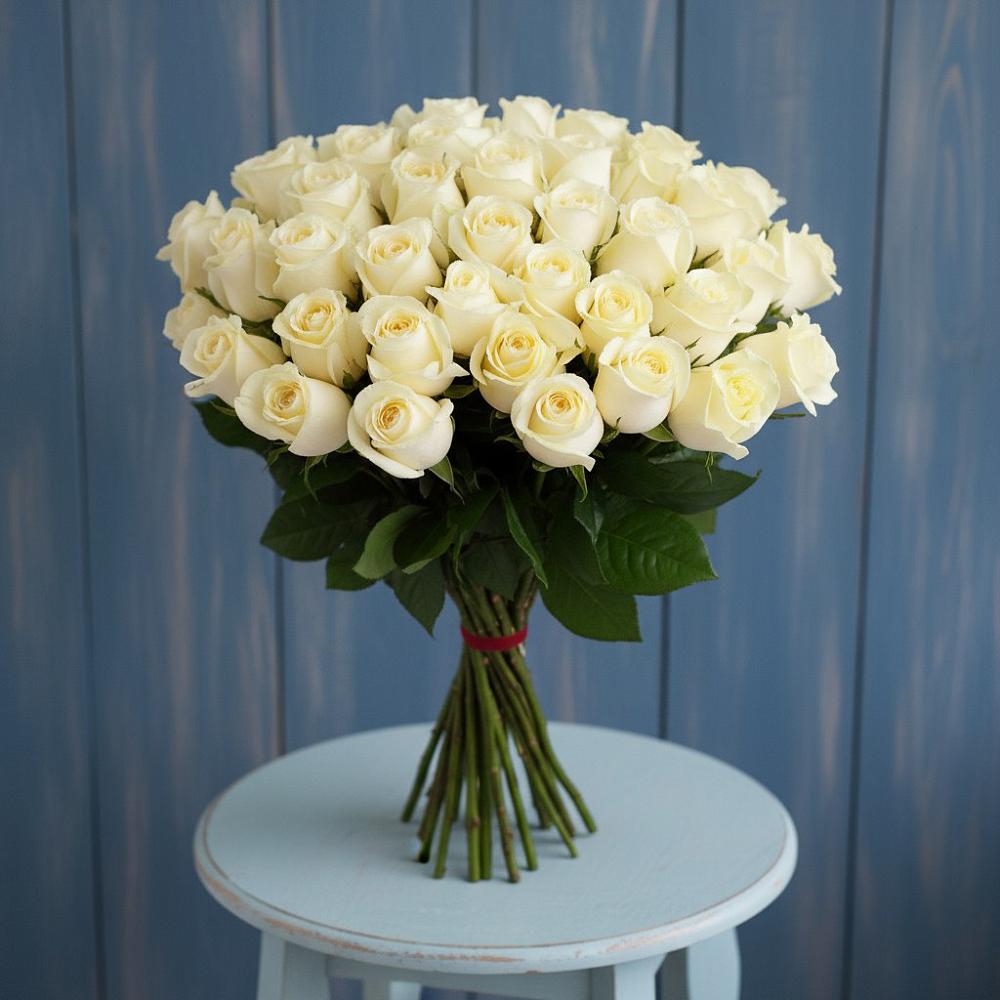 Букет 51 Белая роза Эдлесс Лав в Губарево