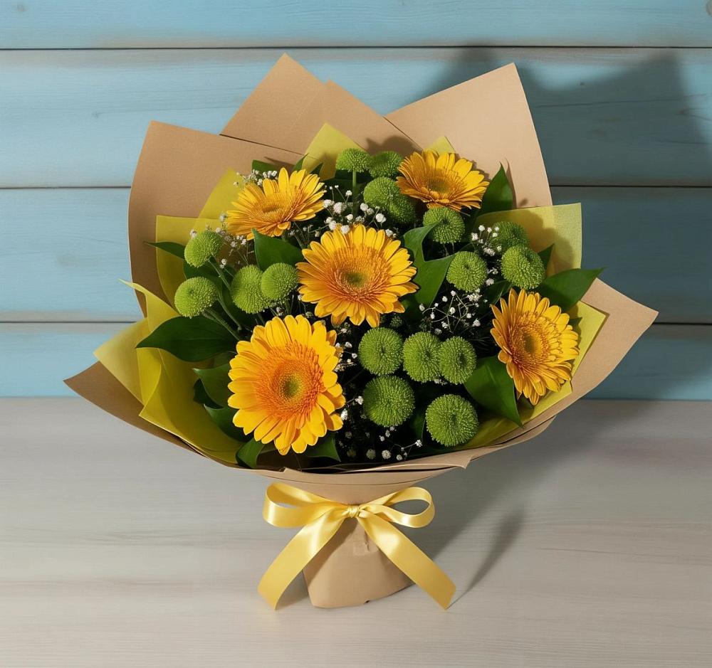 Букет цветов из: Герберы и Хризантемы в Губарево