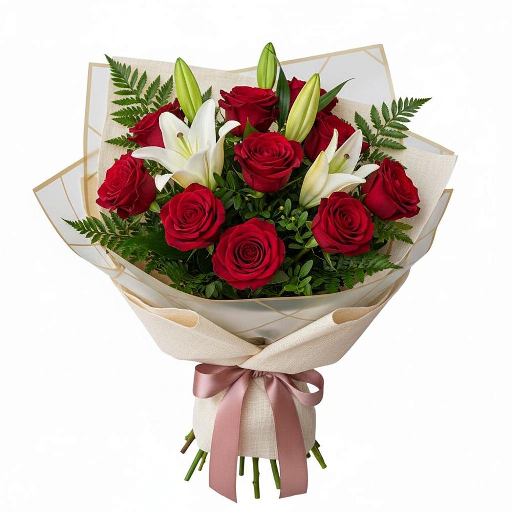 Букет цветов из: Лилии и Розы в Губарево