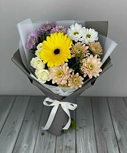Букет цветов из:  Розы, Герберы и Хризантемы в Губарево