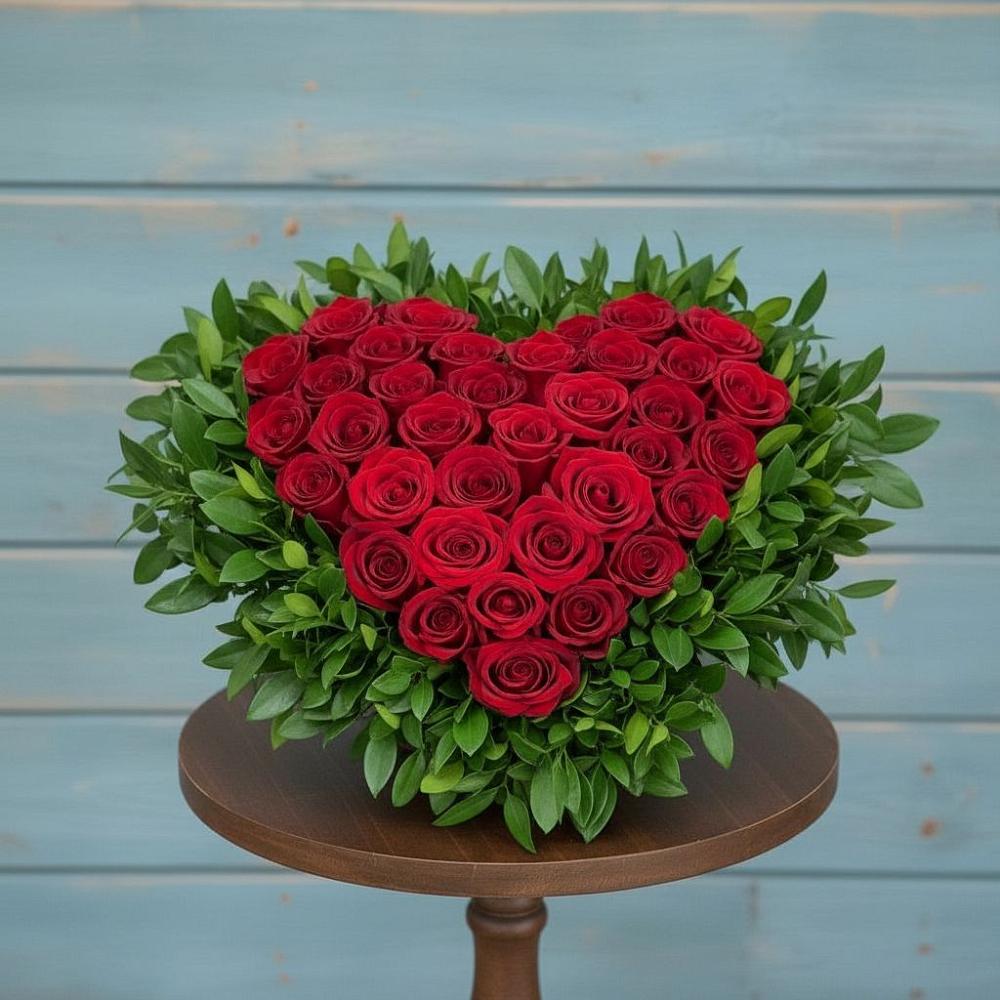 Цветочная композиция из Розы в виде сердца в Губарево