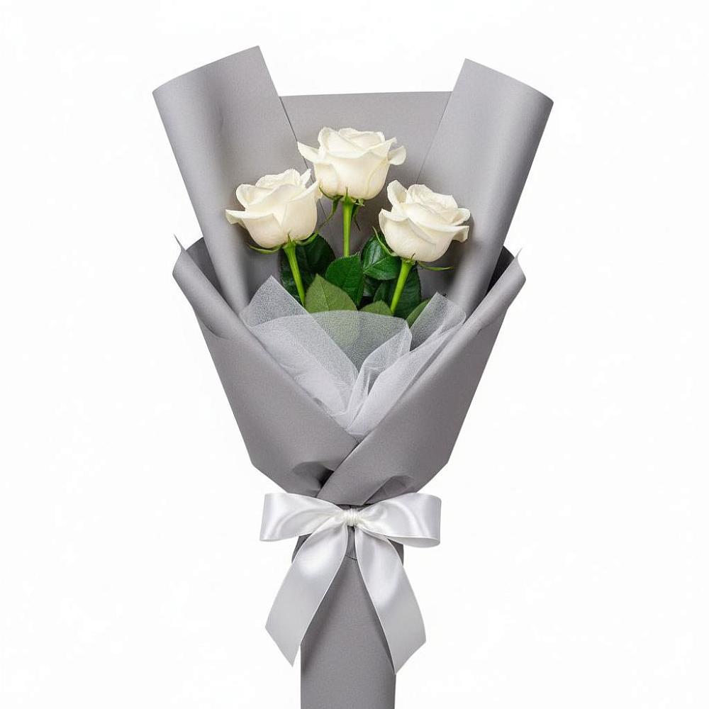 Букет 3 белые розы в Губарево