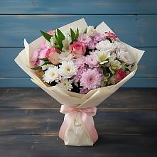 Букет цветов из:  Хризантемы, Альстромерии и Розы в Губарево