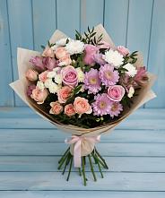Букет цветов из:  Хризантемы, Розы и Альстромерии в Губарево