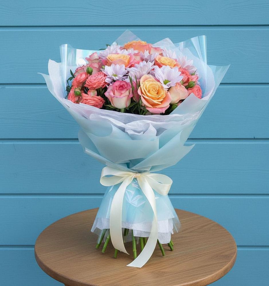 Букет цветов из: Хризантемы и Розы в Губарево