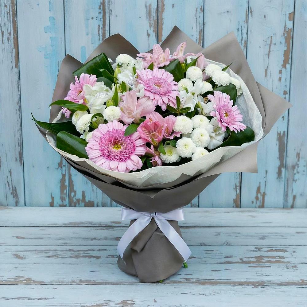 Букет цветов из: Герберы, Альстромерии и Хризантемы в Губарево