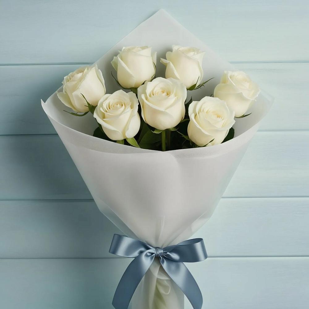 Букет 7 Белых роз Эдлесс Лав в Губарево