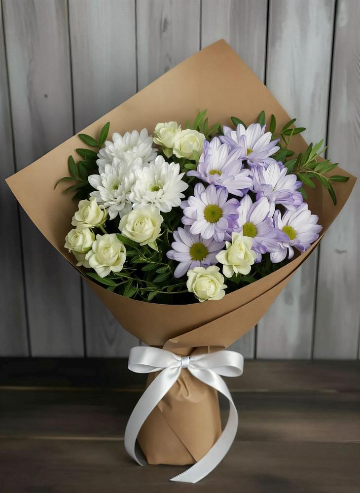Букет цветов из: Хризантемы и Розы в Губарево