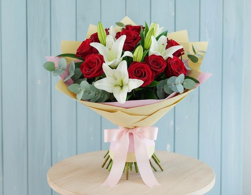 Букет цветов из: Лилии и Розы в Губарево